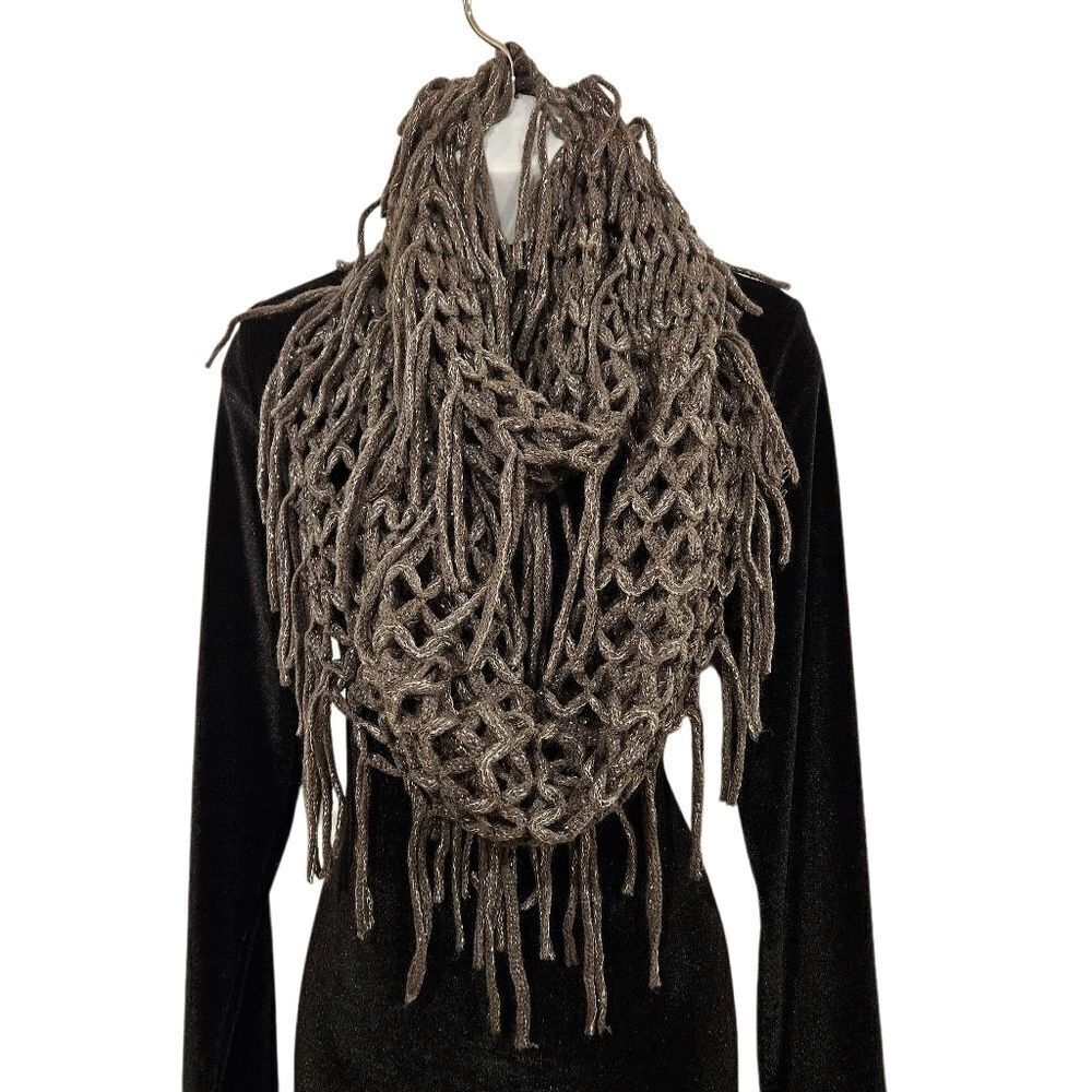 Grey with Shimmering Silver Infinity Scarf